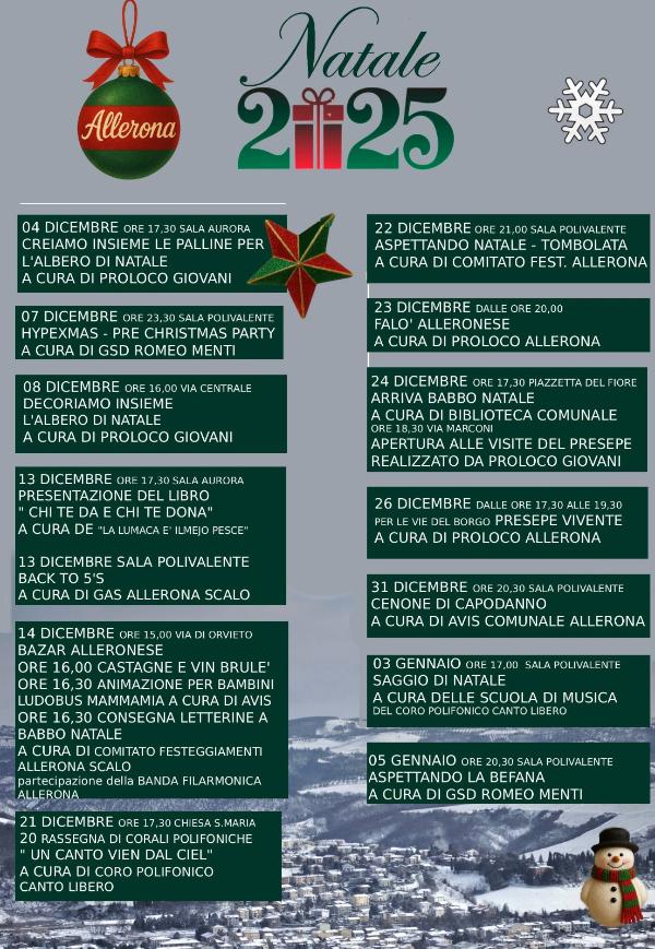  Programme of Natale ad Allerona 2025 